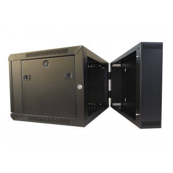 Rack mural 6U 2C 600 x 550 Negro (Vista puerta trasera abierta)