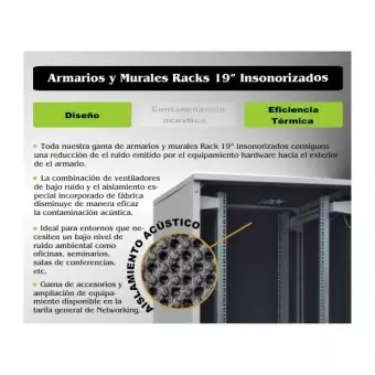 Características Armario rack 19"  25U acústico, insonorizado,  600 x 900, negro