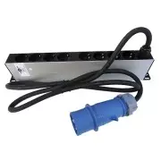 Regleta rack 19" 8x schuko 32A con amperimetro frontal