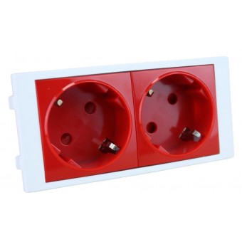 Doble schuko rojo para caja de superficie