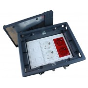 Caja para suelo  4 X Rj45 Keystone con 2 x Schuko blanco y 2 x Schuko rojo