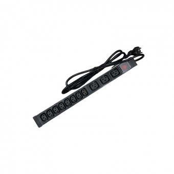 Regleta rack 19" con 8 x tomas IEC C13 y 3 X IEC C19 con interruptor