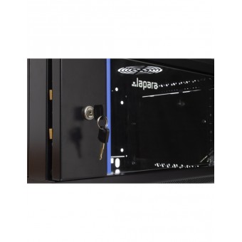 Rack mural  9U 1C 600 x 600 negro, detalle cerradura