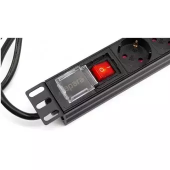 Regleta rack 19" 16A 8x schuko con interruptor detalle interruptor