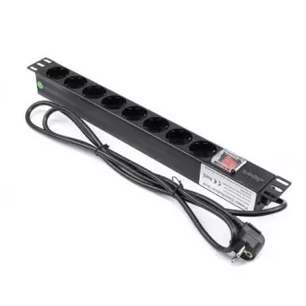 Regleta rack 19" 16A 8x schuko con interruptor Lapara Networking