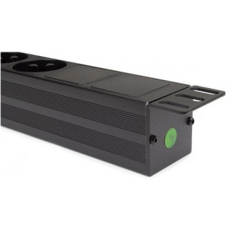 Regleta rack 19" 16A 6x schuko con interruptor detalle fijaciones