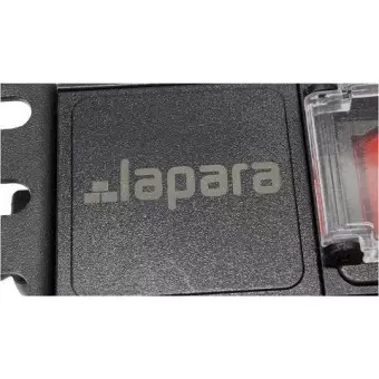 Regleta rack 19" 16A 6x schuko con interruptor detalle marca.