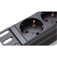 Regleta rack 19" 16A 6x schuko con interruptor y protección Lapara Networking