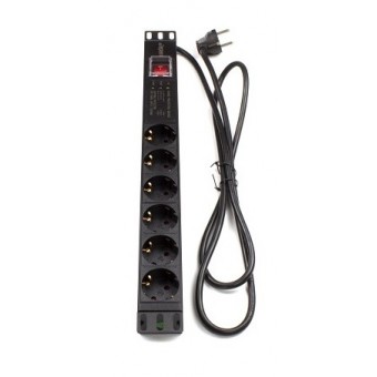 Regleta rack 19" 16A 6x schuko con interruptor y protección Lapara Networking