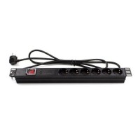 Regleta rack 19" 16A 6x schuko con interruptor y protección Lapara Networking