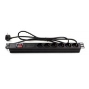 Regleta rack 19" 16A 6x schuko con interruptor y protección Lapara Networking
