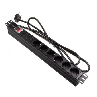 Regleta rack 19" 16A 6x schuko con interruptor y protección Lapara Networking