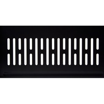 Bandeja rack 19" 2U 380mm fijación frontal, detalle ventilación