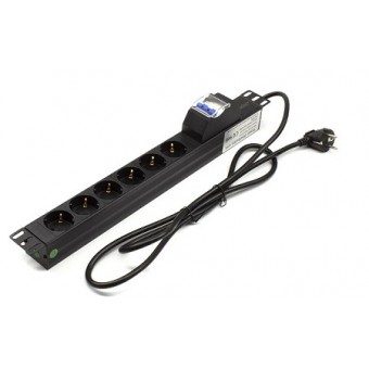 Regleta rack 19" 6x tomas schuko con magnetotérmico 