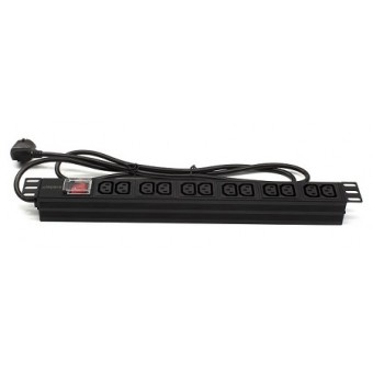 Regleta rack 19" 12 X IEC con interruptor vista lateral