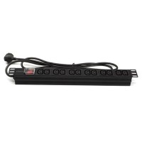 Regleta rack 19" 12 X IEC con interruptor vista lateral