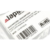 Modulo hembra RJ45 Cat 6 UTP tipo Keystone slim detalle etiqueta