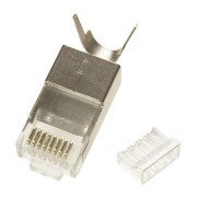 Conector macho RJ45 Cat 6A FTP con guía Lapara Networking 10 unds