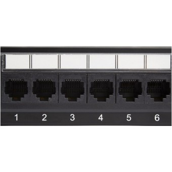 Patch panel rack 1U Cat 6A UTP IDC detalle conectores RJ45
