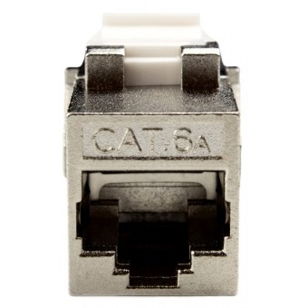 Adaptador doble hembra RJ45 Cat 6A FTP tipo Keystone (Vista frontal)
