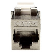 Adaptador doble hembra RJ45 Cat 6A FTP tipo Keystone (Vista frontal)