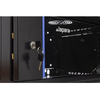 Rack mural 6U 1C 600 x 450 negro detalle puerta