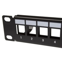 Patch panel rack 1U vacio 24 puertos slim UTP detalle modulo