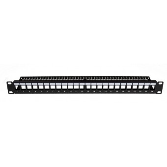 Patch panel rack 1U vacio 24 puertos slim UTP vista frontal