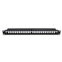 Patch panel rack 1U vacio 24 puertos slim UTP vista frontal