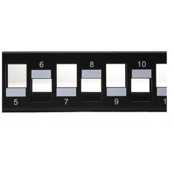 Patch panel rack 1U vacio 24 puertos UTP detalle modulos