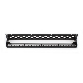 Patch panel rack 1U vacio 24 puertos UTP vista trasera