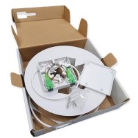 Caja fibra óptica PAU SC/APC  simplex SM preconectada a pigtail, vista interior llena