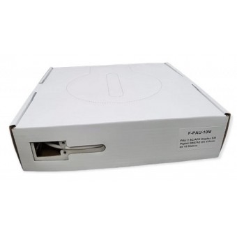 Caja fibra óptica PAU SC/APC  simplex SM preconectada a pigtail, vista caja
