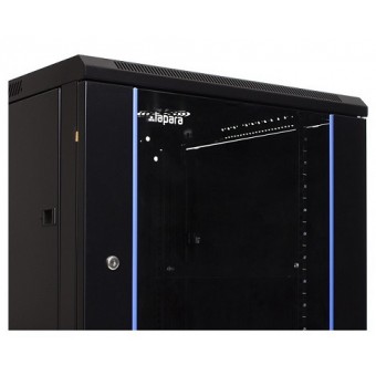 Rack mural  12U 1C 600 x 450 negro detalle puerta delantera