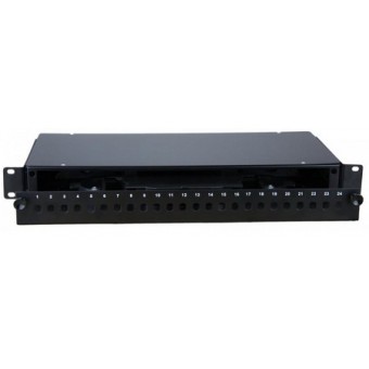 Bandeja extraíble 19" fibra óptica para 24 ST simplex vista frontal