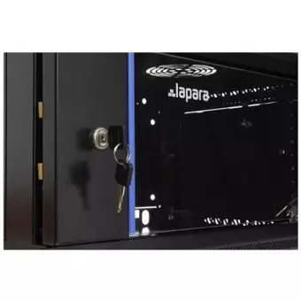 Rack mural 15U 1C 600 x 450 negro Flat Pack detalle puerta