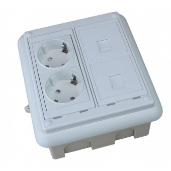 Caja para pared empotrar 2 X Rj45 Keystone con 2 x Schuko blancos