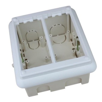 Caja para pared empotrar 2 X Rj45 Keystone con 2 x Schuko blancos detalle interior