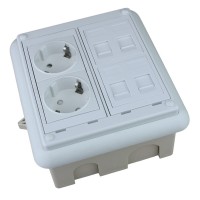 Caja para pared empotrar 4 X Rj45 Keystone con 2 x Schuko blancos
