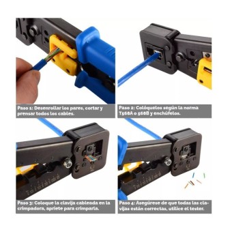Herramienta crimpadora para RJ45 Pasante EZ instrucciones basicas.