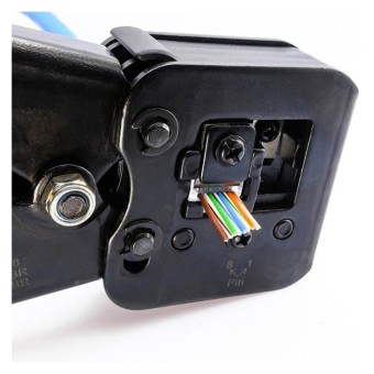 Herramienta crimpadora para RJ45 Pasante EZ ( Detalle cables)