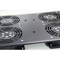 Ventilación para rack 19" cuatro ventiladores y termostato.