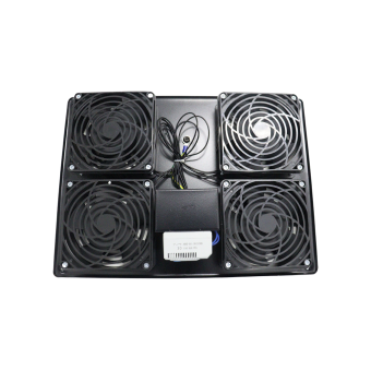 Ventilación sobre techo para rack 19" cuatro ventiladores y termostato