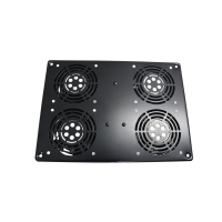 Unidad de ventilación para rack 19" cuatro ventiladores y termostato, vista frontal Unidad de ventilación para rack 19" cuatro ventiladores y termostato, vista frontal