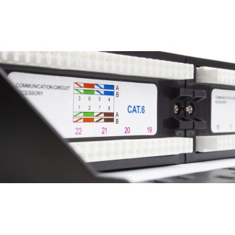 Patch panel Cat6 UTP detalle conectores