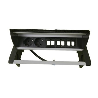 Perfil de empotrar con tapa, 2 schukos negros, vista interior frontal