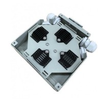 Caja fibra óptica para montaje en Carril DIN para 12FO, vista interior