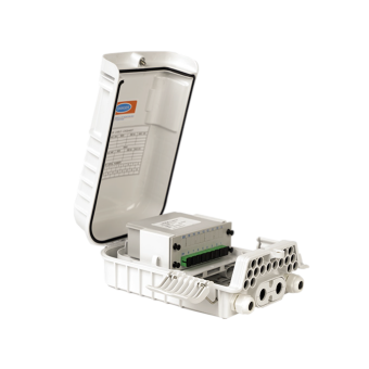 Caja fibra óptica exterior IP-65 para 12 adaptadores  SC simplex/ LC dúplex, vista interior