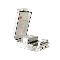 Caja fibra óptica exterior IP-65 para 12 adaptadores  SC simplex/ LC dúplex, vista interior