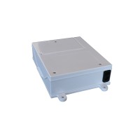 Caja empalme de fibra óptica con splitter PLC 8x1 SC (Vista trasera)
